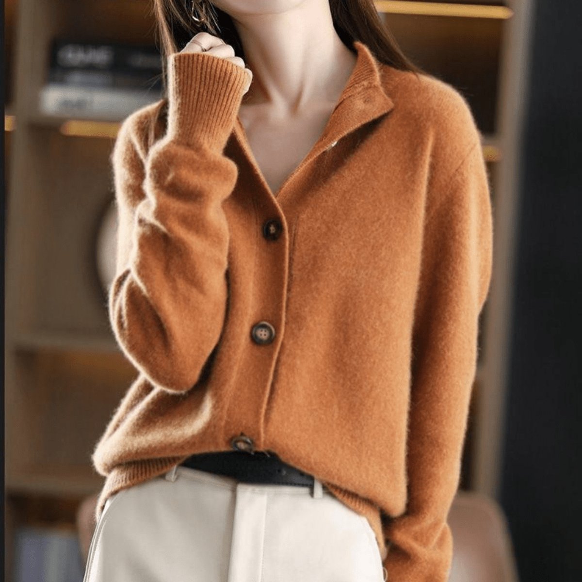 Women's Cashmere Blend Button-Front Knit Cardigan - Image 2