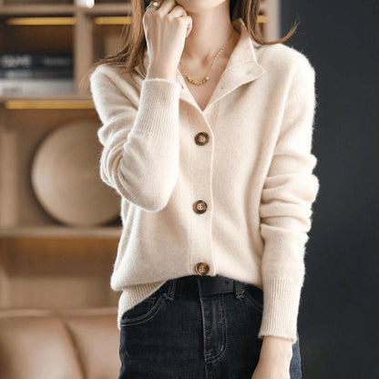 Women's Cashmere Blend Button-Front Knit Cardigan - Image 3