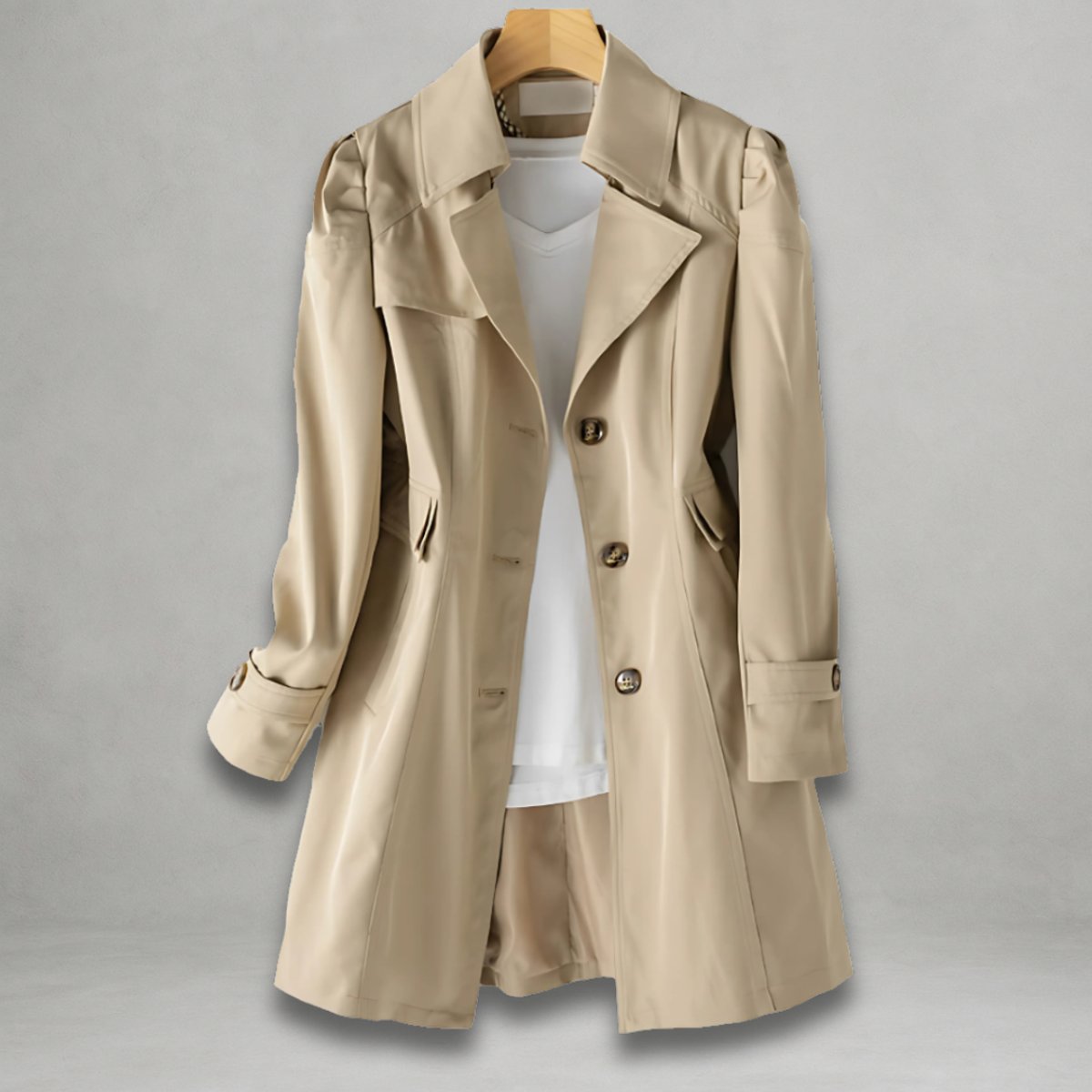 Women's Classic Single-Breasted Trench Coat Notch Lapel - Image 1