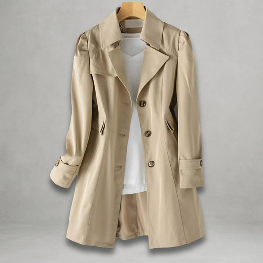 Women's Classic Single-Breasted Trench Coat Notch Lapel - Image 1