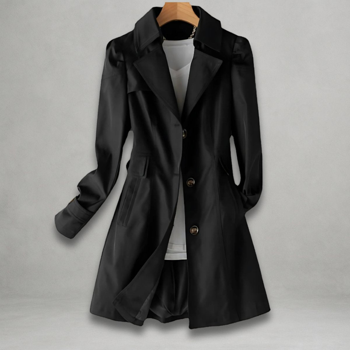 Women's Classic Single-Breasted Trench Coat Notch Lapel - Image 4