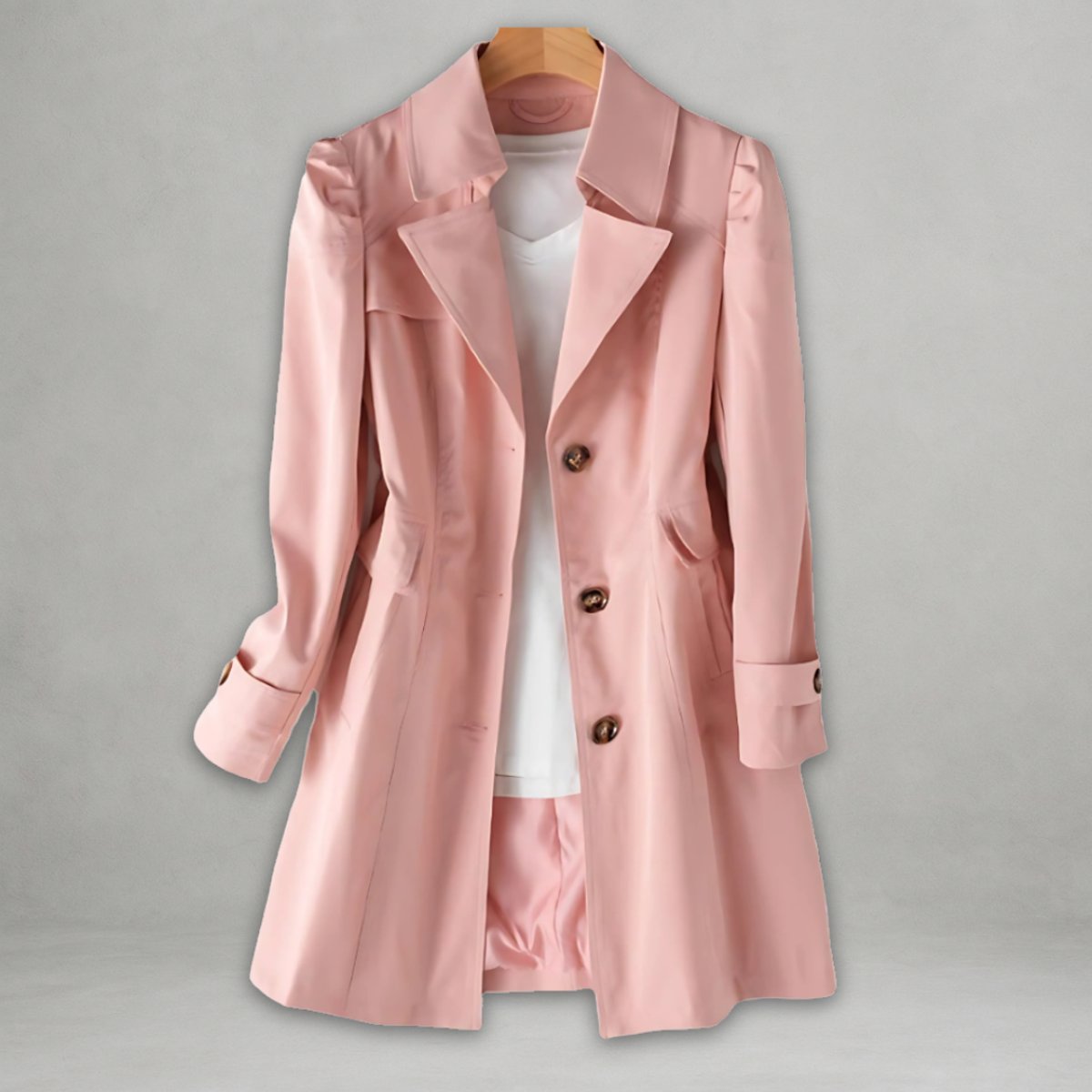 Women's Classic Single-Breasted Trench Coat Notch Lapel - Image 5