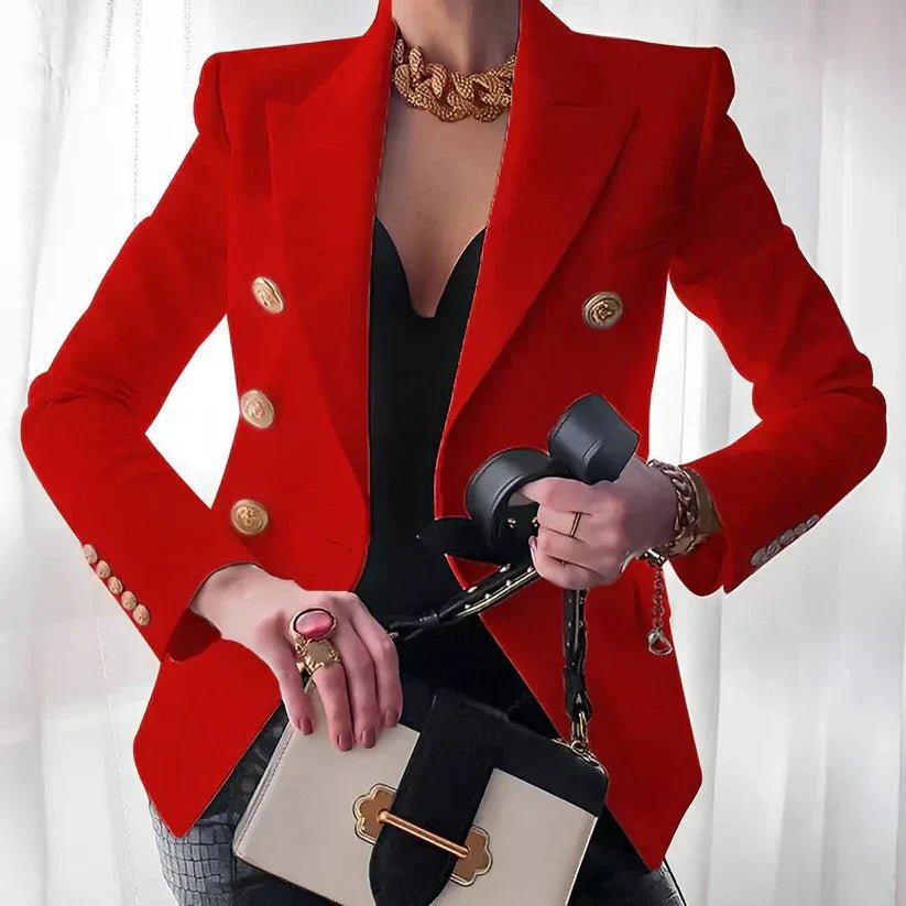 Women's Double-Breasted Blazer with Gold Buttons - Image 3