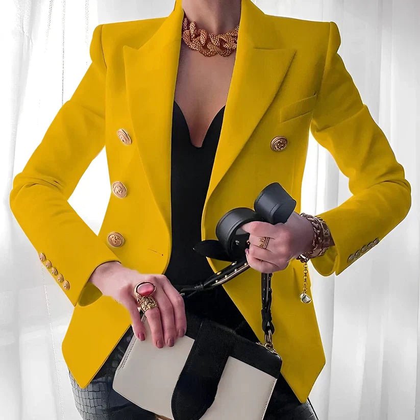 Women's Double-Breasted Blazer with Gold Buttons - Image 4