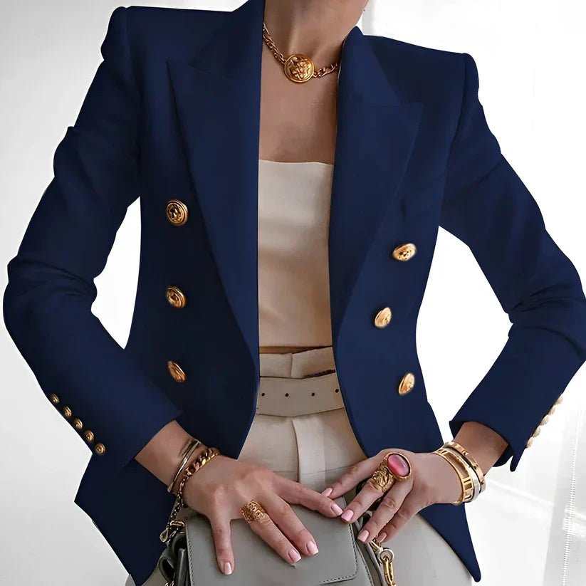 Women's Double-Breasted Blazer with Gold Buttons - Image 5