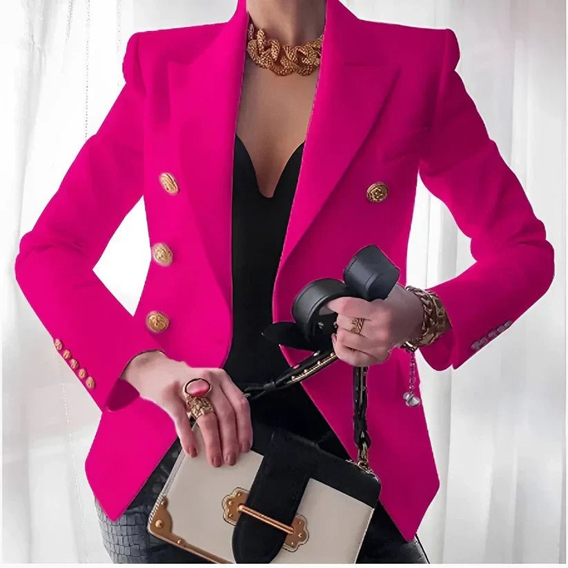 Women's Double-Breasted Blazer with Gold Buttons - Image 6