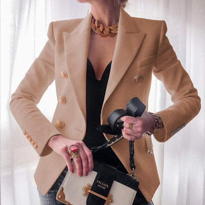 Women's Double-Breasted Blazer with Gold Buttons - Image 7