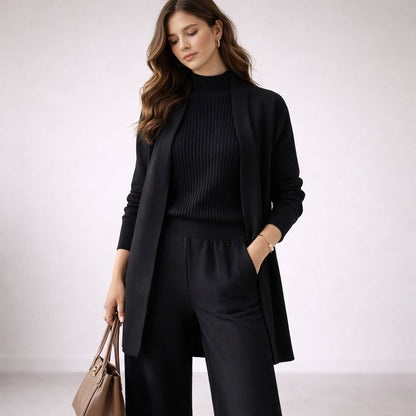 Women's Elegant Three-Piece Knit Lounge Set Evening Gown Cardigan - Image 3