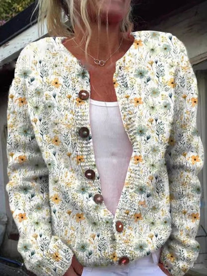 Women's Floral Embroidered Button-Front Knit Cardigan - Image 2