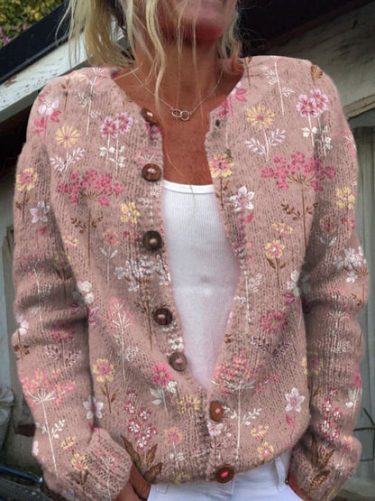 Women's Floral Embroidered Button-Front Knit Cardigan - Image 3