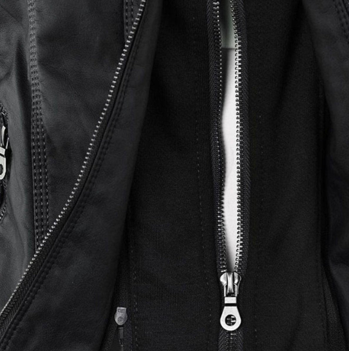 Women's Hooded Faux Leather Moto Jacket Zip-Up - Image 11