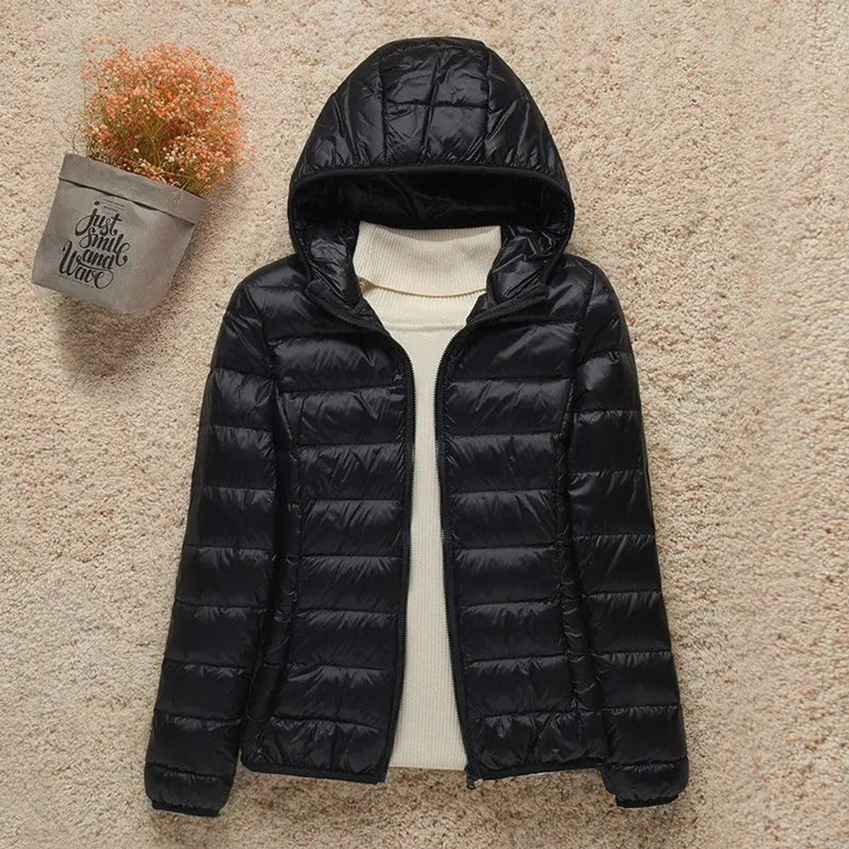 Women's Lightweight Hooded Quilted Jacket Packable Puffer - Image 4