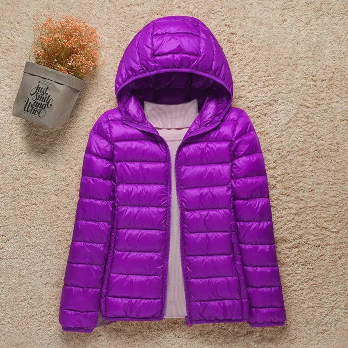 Women's Lightweight Hooded Quilted Jacket Packable Puffer - Image 9