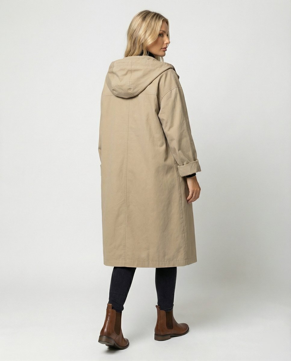 Women's Long Waterproof Hooded Trench Coat - Image 3