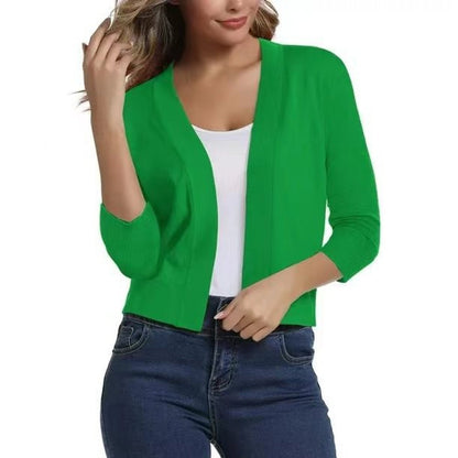 Women's Open-Front 3/4 Sleeve Cropped Cardigan - Image 2