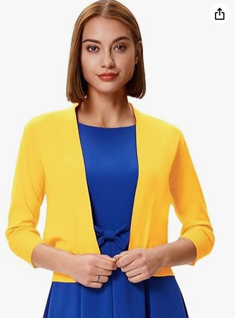 Women's Open-Front 3/4 Sleeve Cropped Cardigan - Image 25