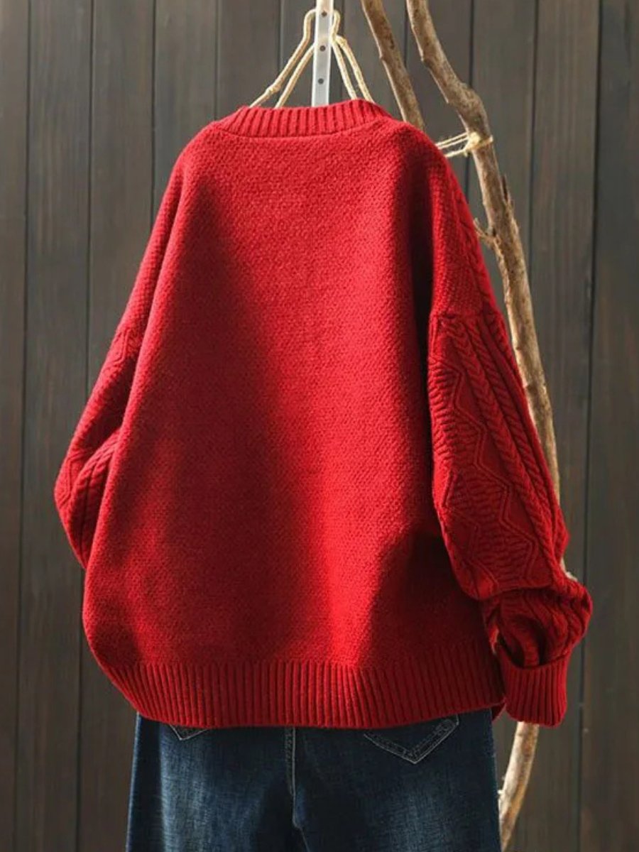 Women's Oversized Cable-Knit Button-Down Cardigan Sweater - Image 3