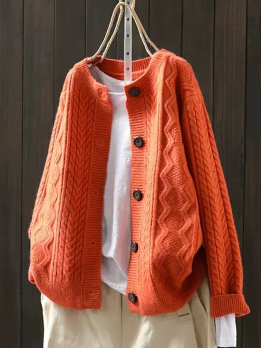 Women's Oversized Cable-Knit Button-Down Cardigan Sweater - Image 5