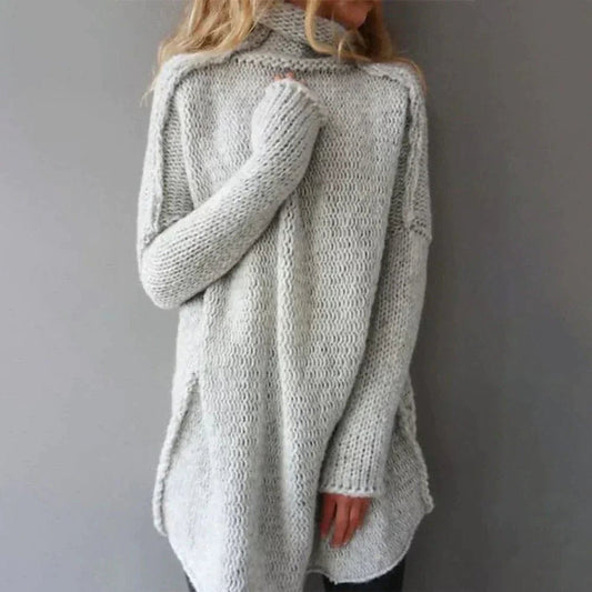 Women's Oversized Chunky Knit Turtleneck Sweater - Image 1