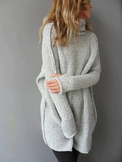 Women's Oversized Chunky Knit Turtleneck Sweater - Image 2