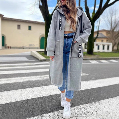 Women's Oversized Long Hooded Zip-Up Coat - Image 6