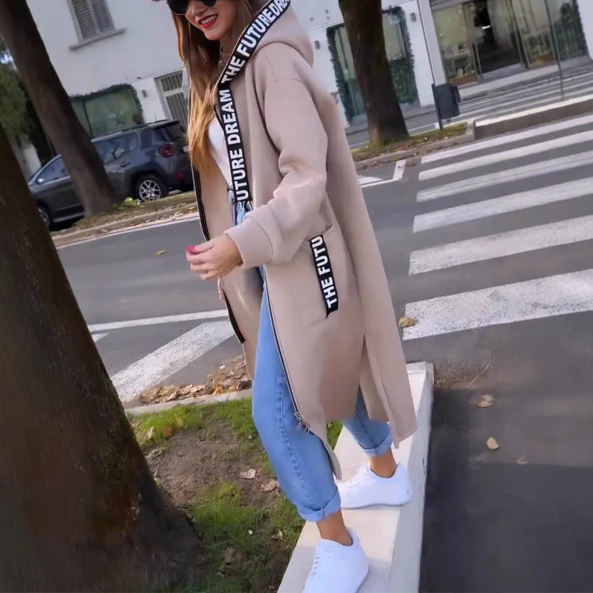 Women's Oversized Long Hooded Zip-Up Coat - Image 7