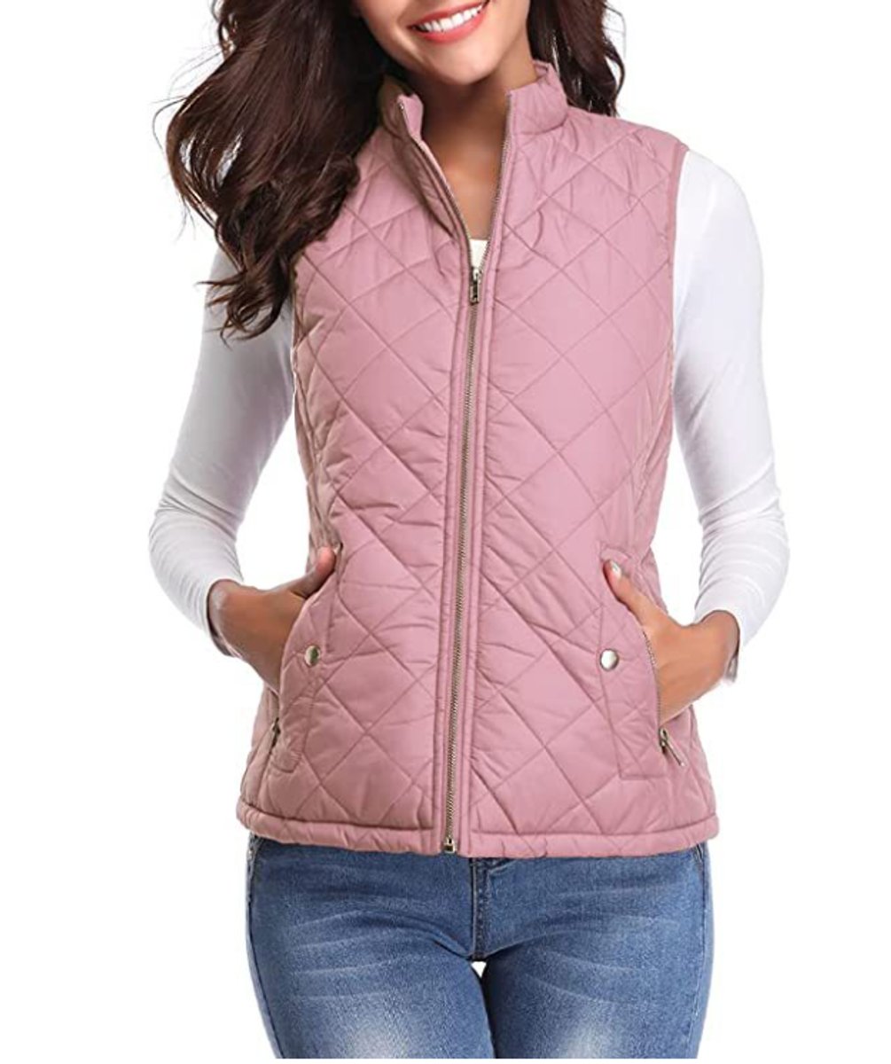 Women's Quilted Zip-Up Lightweight Puffer Vest Stand Collar - Image 1
