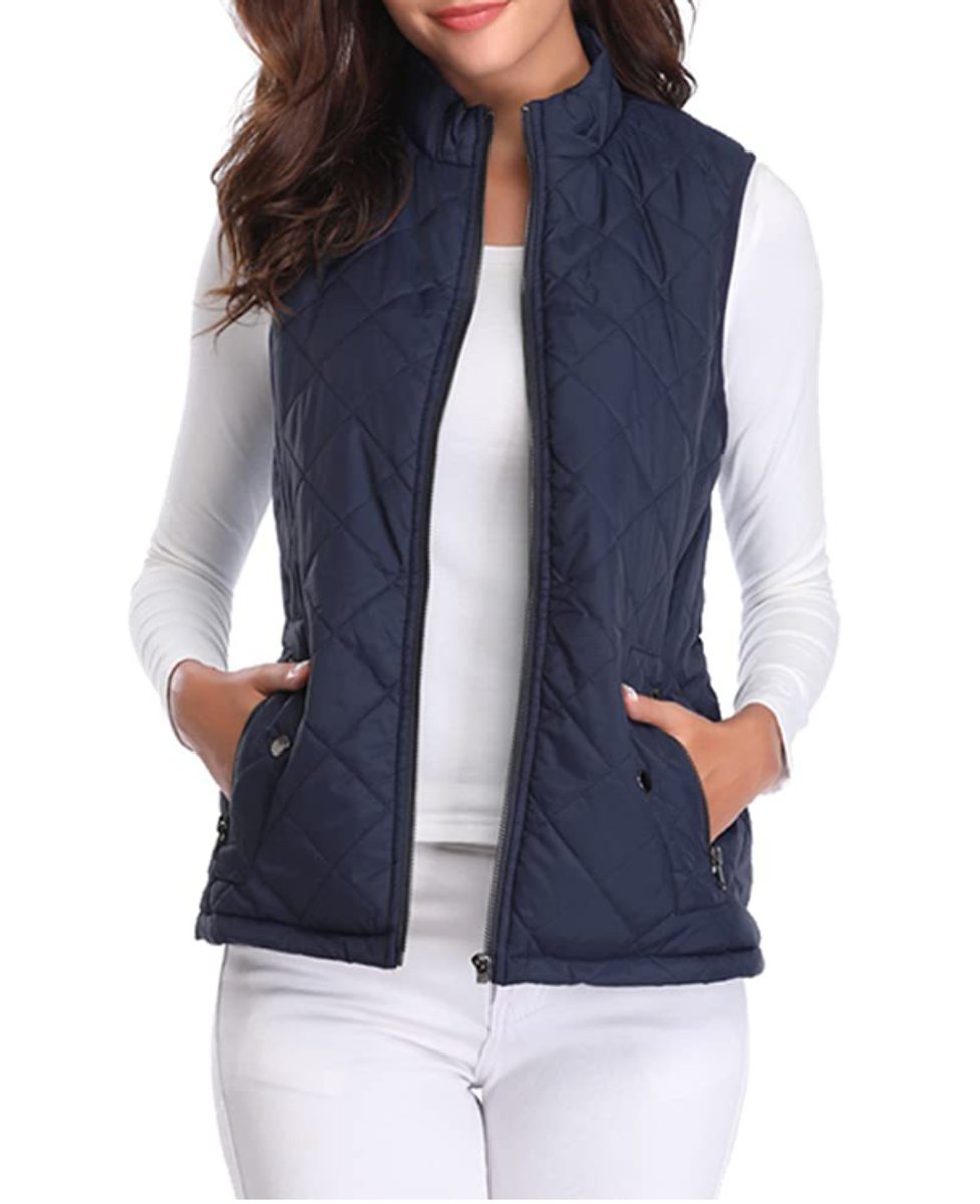 Women's Quilted Zip-Up Lightweight Puffer Vest Stand Collar - Image 10
