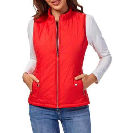 Women's Quilted Zip-Up Lightweight Puffer Vest Stand Collar - Image 11
