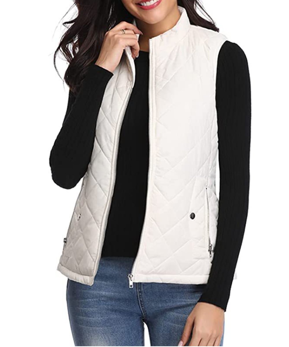 Women's Quilted Zip-Up Lightweight Puffer Vest Stand Collar - Image 12