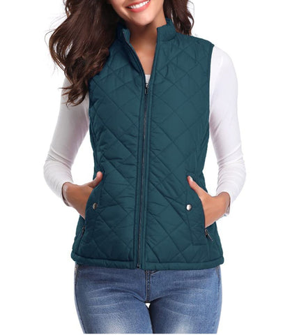Women's Quilted Zip-Up Lightweight Puffer Vest Stand Collar - Image 13