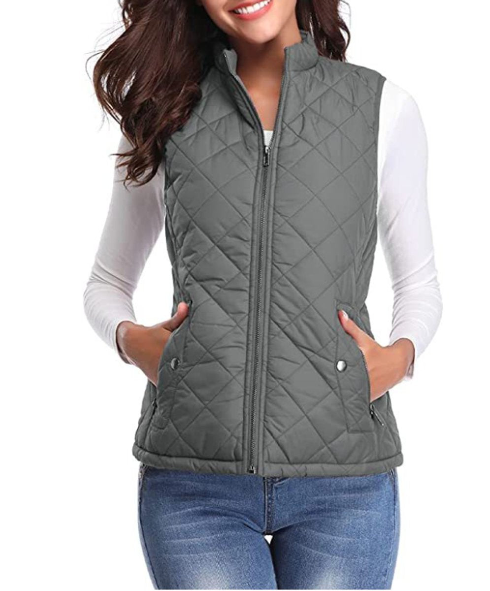 Women's Quilted Zip-Up Lightweight Puffer Vest Stand Collar - Image 2