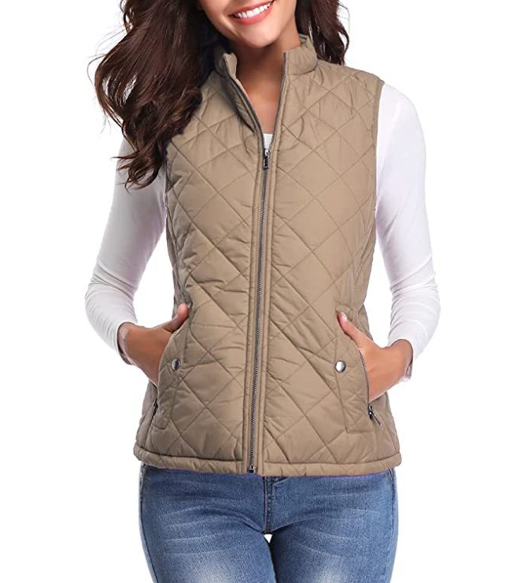 Women's Quilted Zip-Up Lightweight Puffer Vest Stand Collar - Image 3