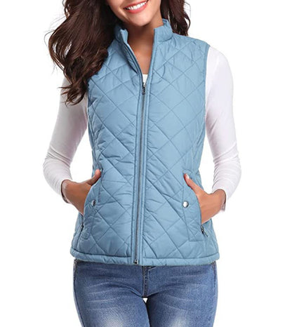 Women's Quilted Zip-Up Lightweight Puffer Vest Stand Collar - Image 4