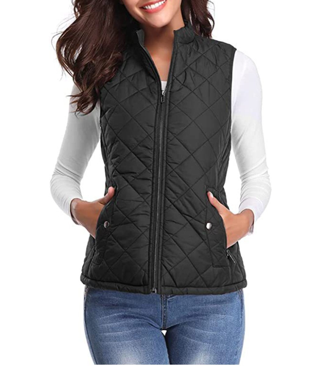 Women's Quilted Zip-Up Lightweight Puffer Vest Stand Collar - Image 6