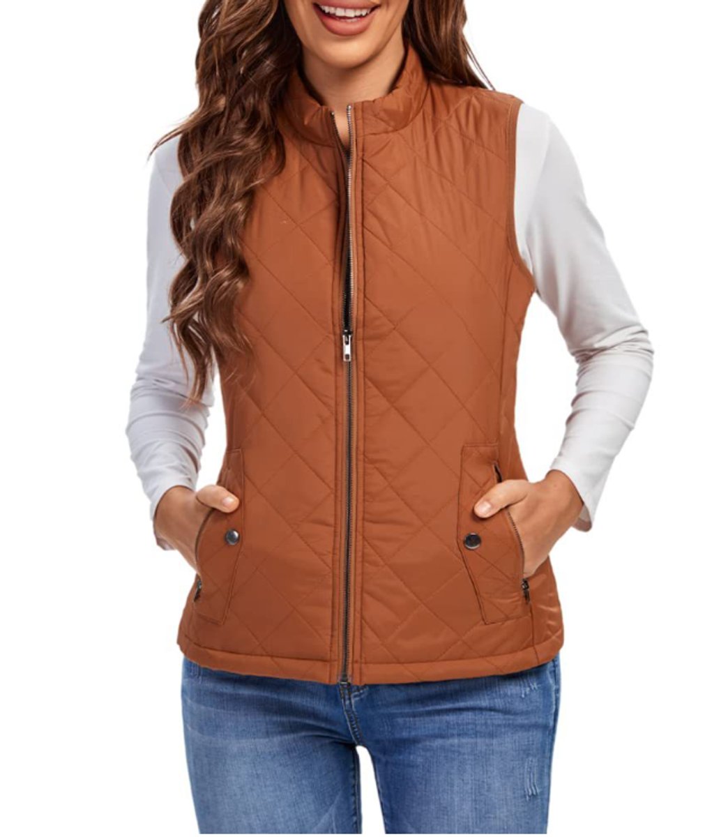 Women's Quilted Zip-Up Lightweight Puffer Vest Stand Collar - Image 7