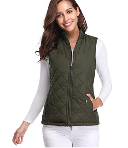 Women's Quilted Zip-Up Lightweight Puffer Vest Stand Collar - Image 8