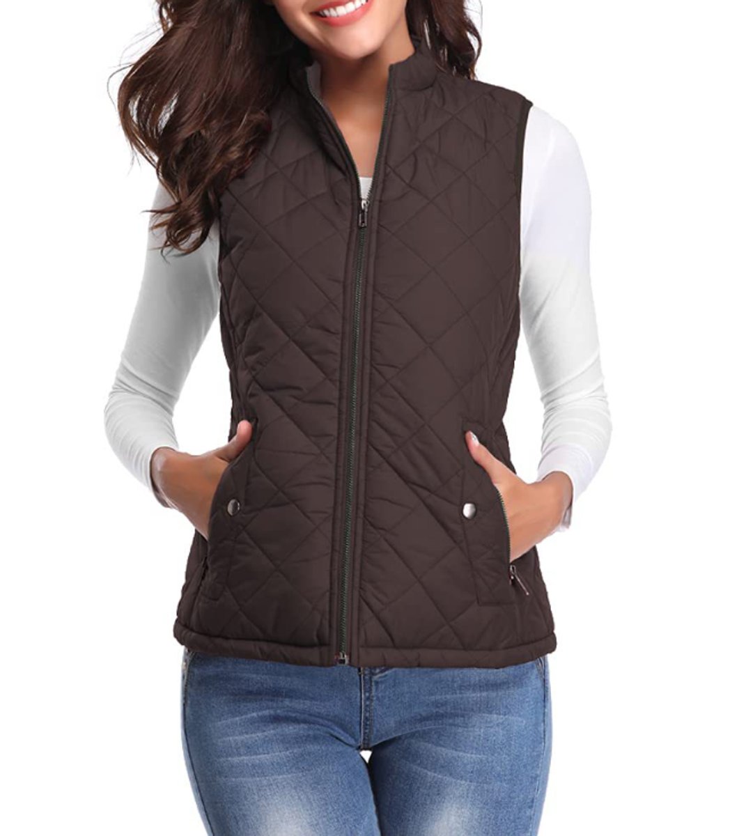 Women's Quilted Zip-Up Lightweight Puffer Vest Stand Collar - Image 9