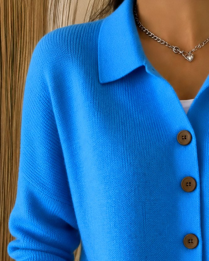 Women's Relaxed-Fit Button-Up Collared Knit Cardigan - Image 2