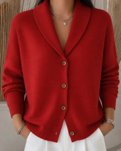Women's Relaxed-Fit Button-Up Collared Knit Cardigan - Image 3