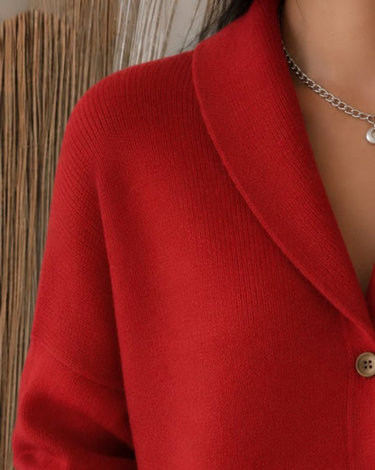 Women's Relaxed-Fit Button-Up Collared Knit Cardigan - Image 4