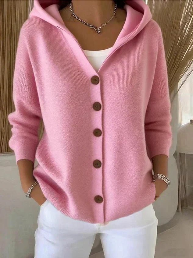 Women's Relaxed-Fit Hooded Button-Front Knit Cardigan - Image 1