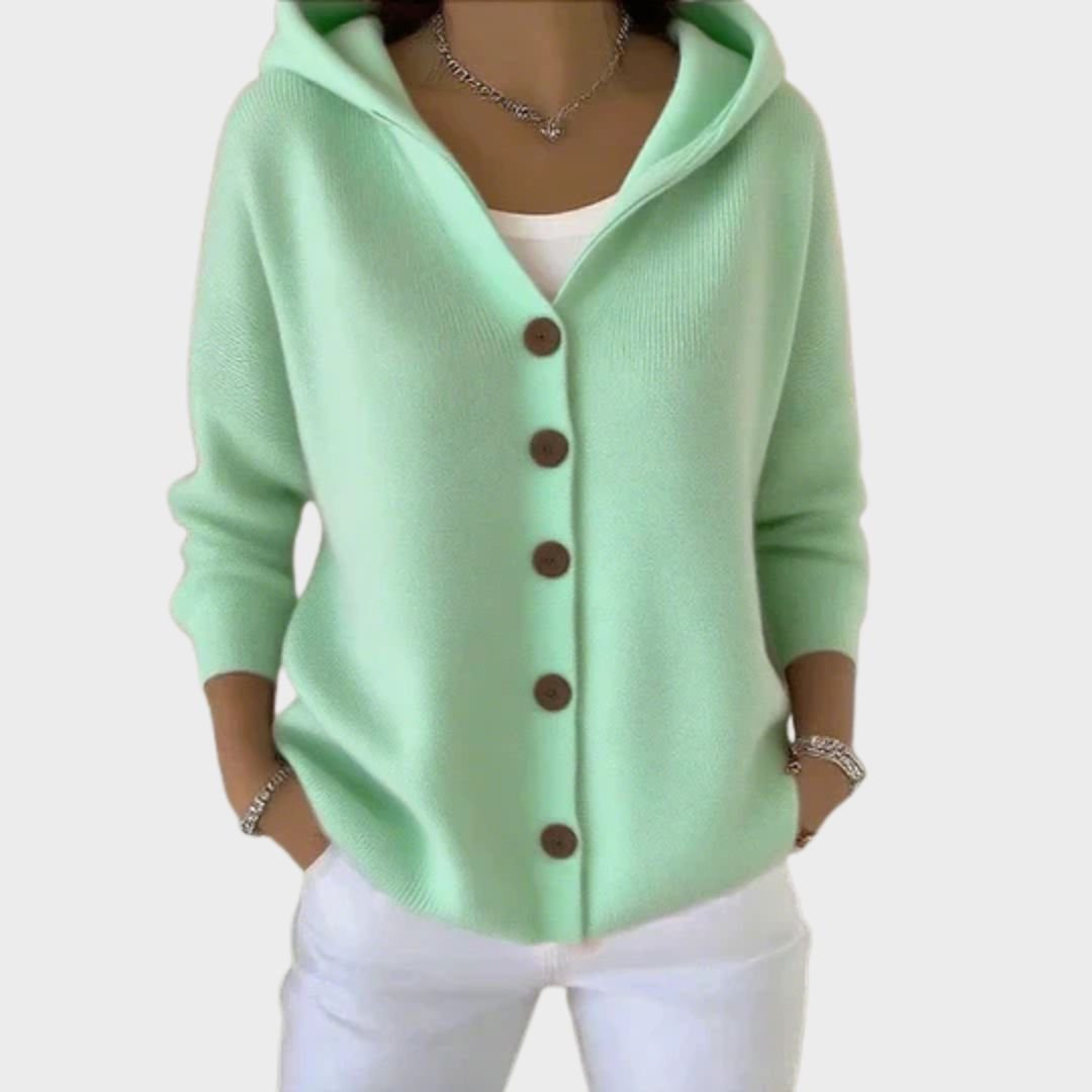 Women's Relaxed-Fit Hooded Button-Front Knit Cardigan - Image 3