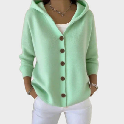 Women's Relaxed-Fit Hooded Button-Front Knit Cardigan - Image 3