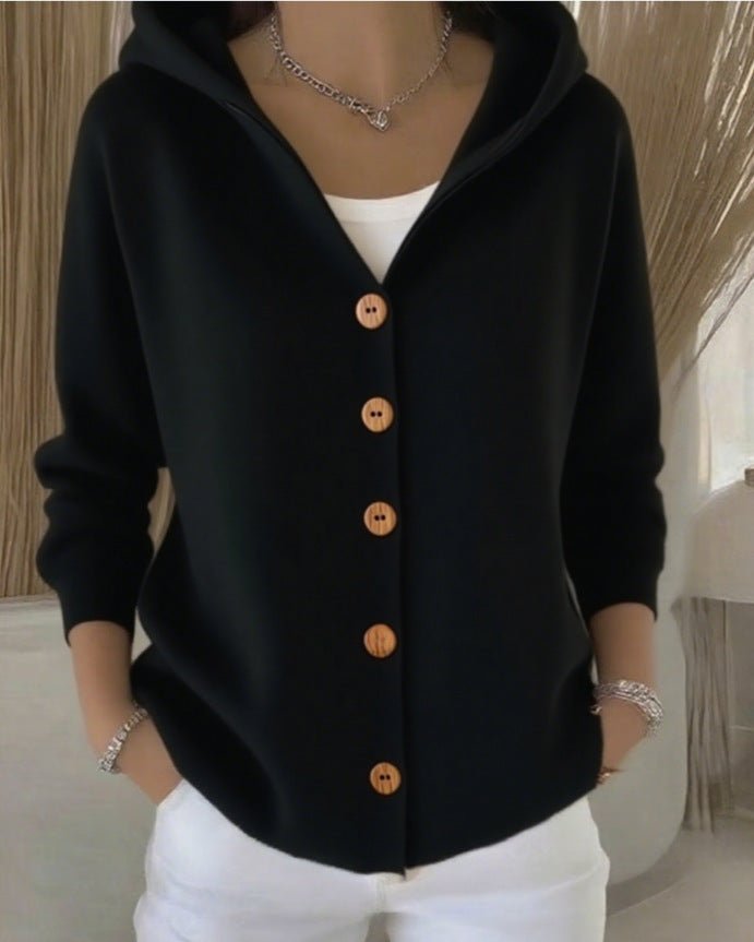 Women's Relaxed-Fit Hooded Button-Front Knit Cardigan - Image 8