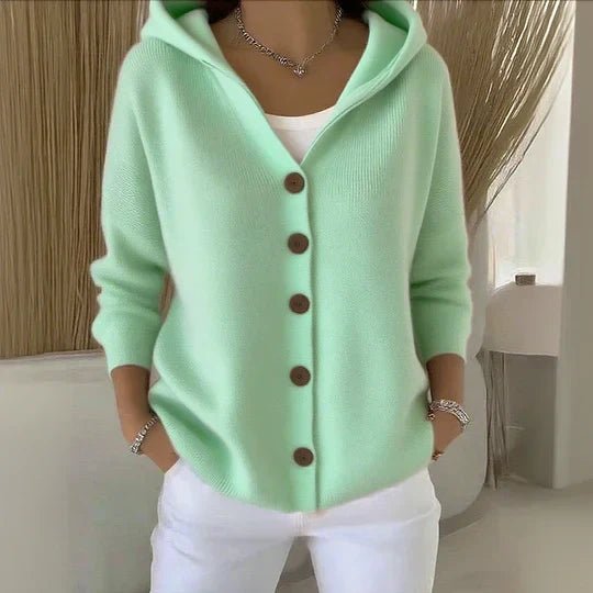Women's Relaxed-Fit Hooded Button-Front Knit Cardigan - Image 9