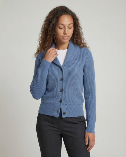 Women's Ribbed Knit Button-Front Lapel Collar Cardigan - Image 2