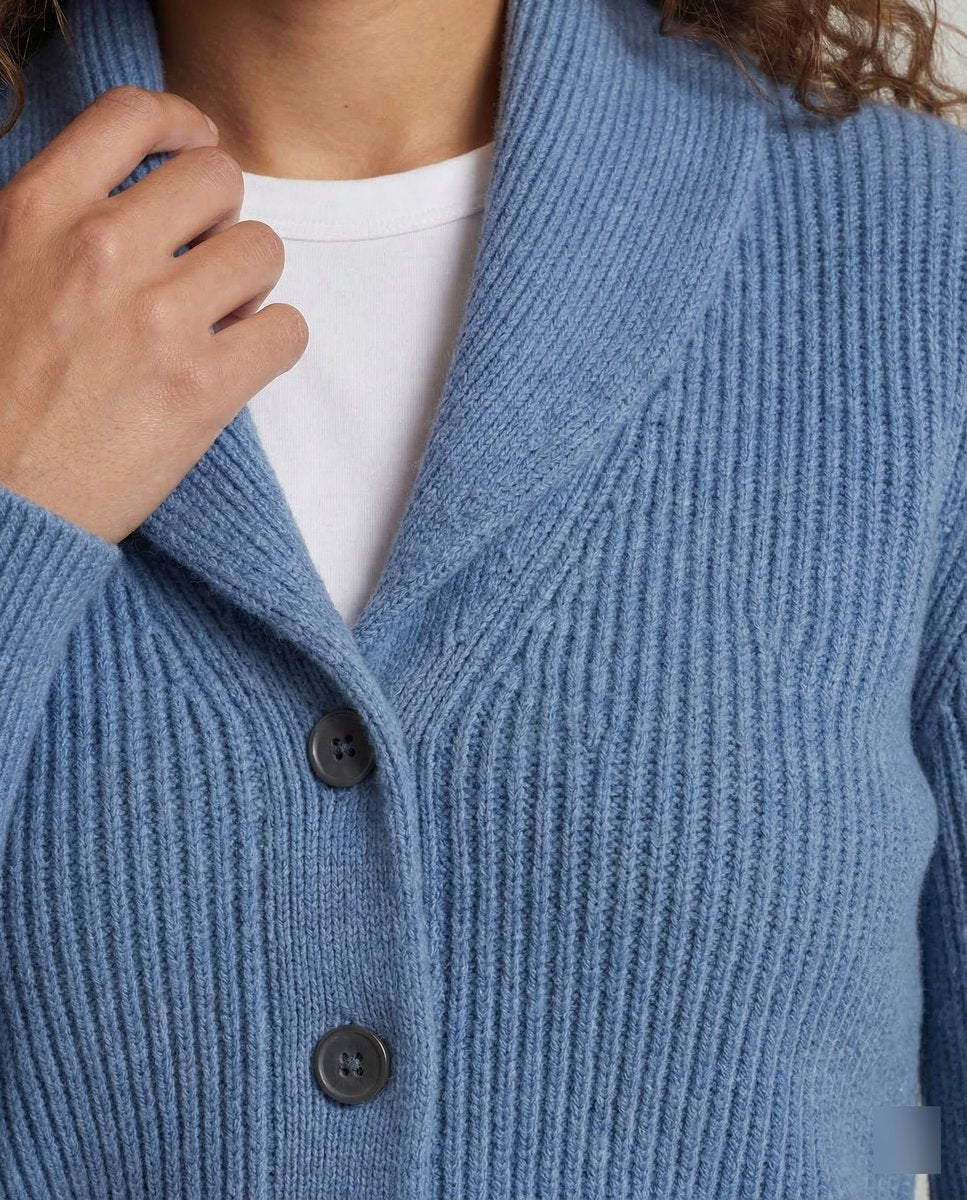 Women's Ribbed Knit Button-Front Lapel Collar Cardigan - Image 3