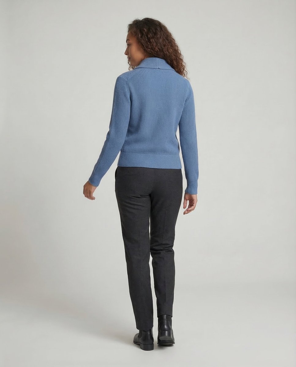 Women's Ribbed Knit Button-Front Lapel Collar Cardigan - Image 4