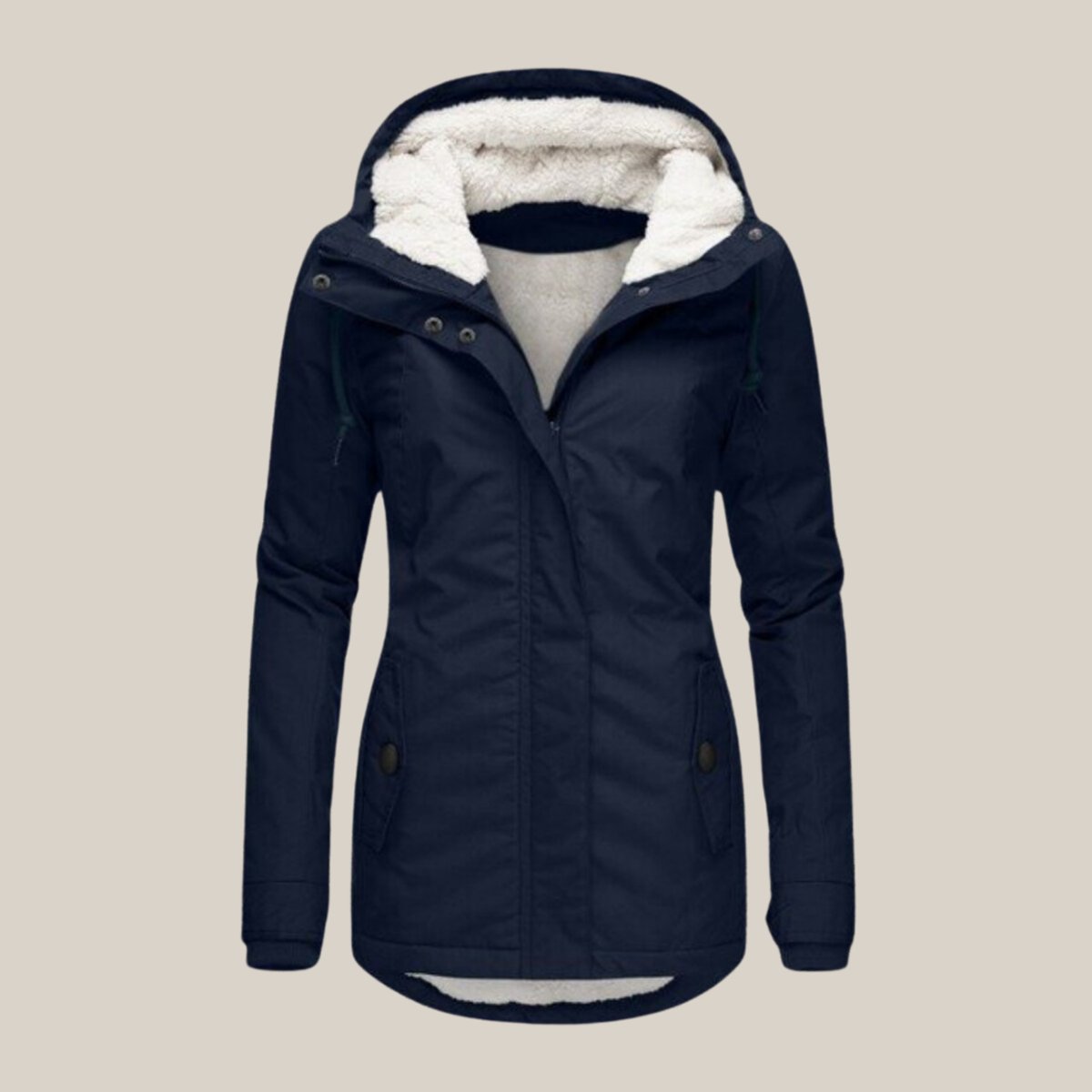 Women's Sherpa-Lined Hooded Quilted Jacket Fleece Winter Coat - Image 1